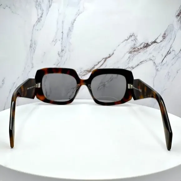 New PRADA Sunglasses Brown Juniper Tortoise Gray Lens Square - Picture 13 of 16